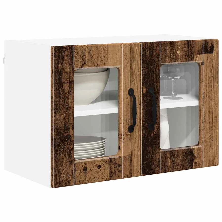 Cabinet en verre mural PORTO 2 pcs Bois ancien 60 x 31 x 40 cm - 3