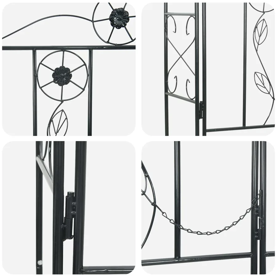 Arche de jardin Uni Noir 115 x 37 x 226 cm - 9