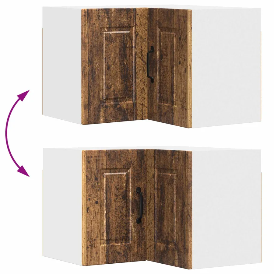 Cabinet d'angle mural PORTO Bois ancien 57 x 57 x 40 cm - 11