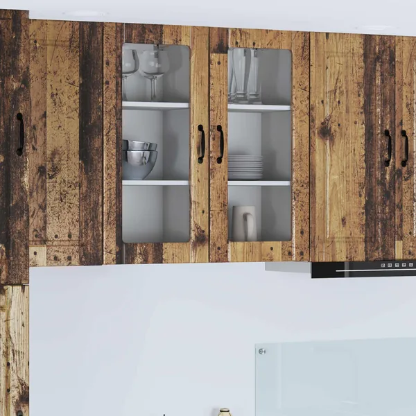 Cabinet en verre mural PORTO Bois ancien 40 x 31 x 80 cm