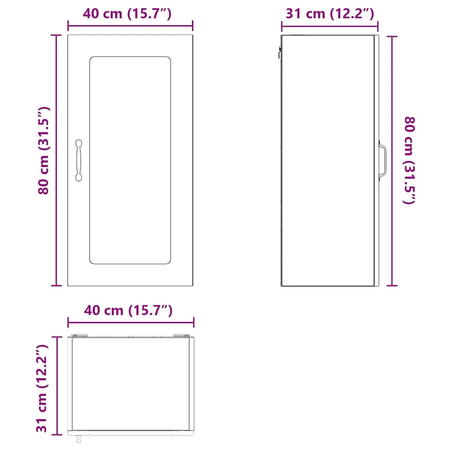 Cabinet en verre mural PORTO Bois ancien 40 x 31 x 80 cm - 13