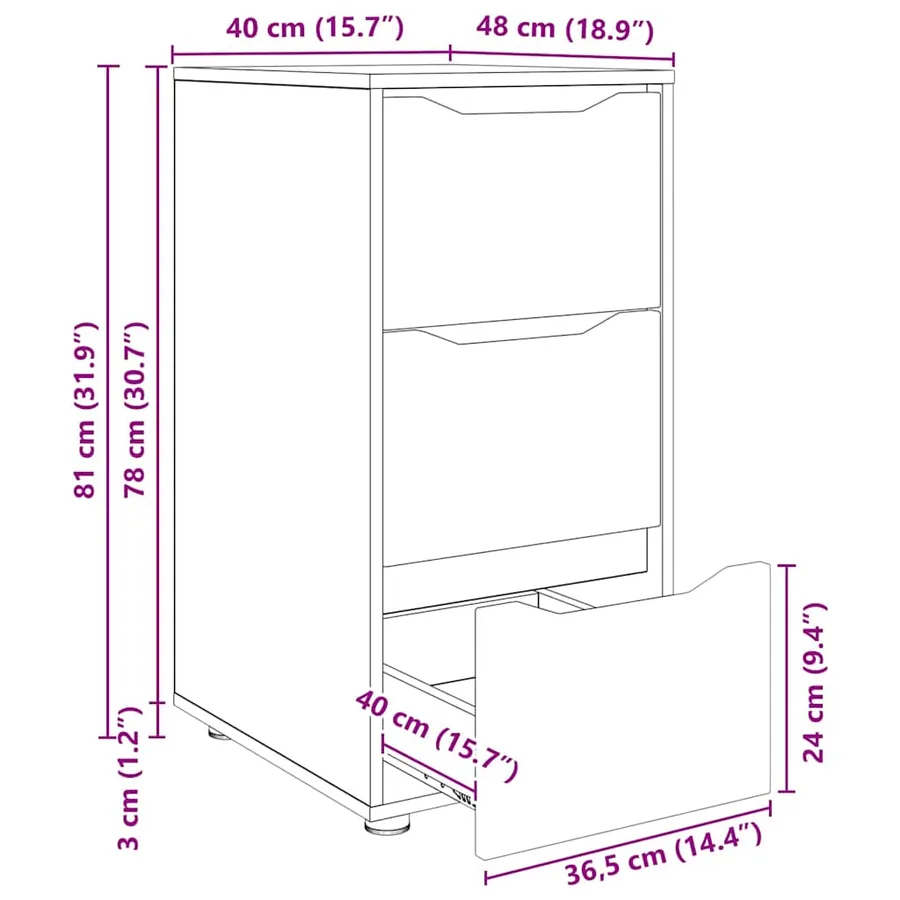 Armoire de rangement Gris béton 40 x 48 x 81 cm - 16