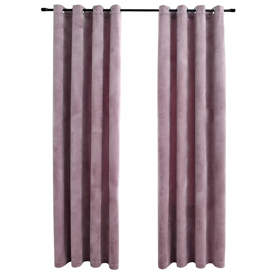 Rideaux occultants avec anneaux 2 pcs Velours Rose 140x175 cm - 2