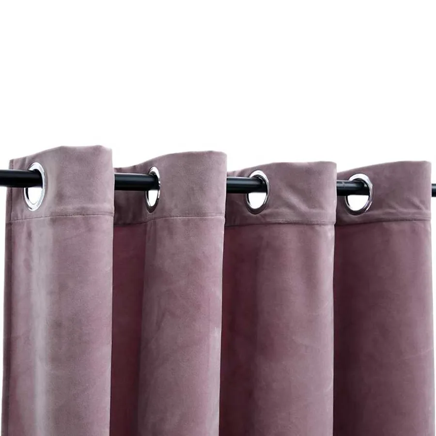 Rideaux occultants avec anneaux 2 pcs Velours Rose 140x175 cm - 3