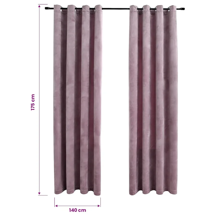 Rideaux occultants avec anneaux 2 pcs Velours Rose 140x175 cm - 6