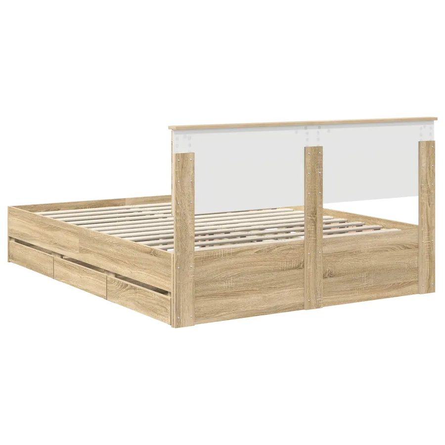 Cadre de lit Chêne Sonoma 150 x 200 cm Bois Ingénierie - 10
