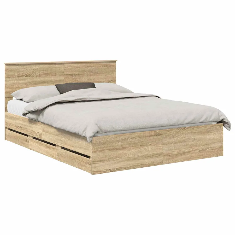 Cadre de lit Chêne Sonoma 150 x 200 cm Bois Ingénierie - 2