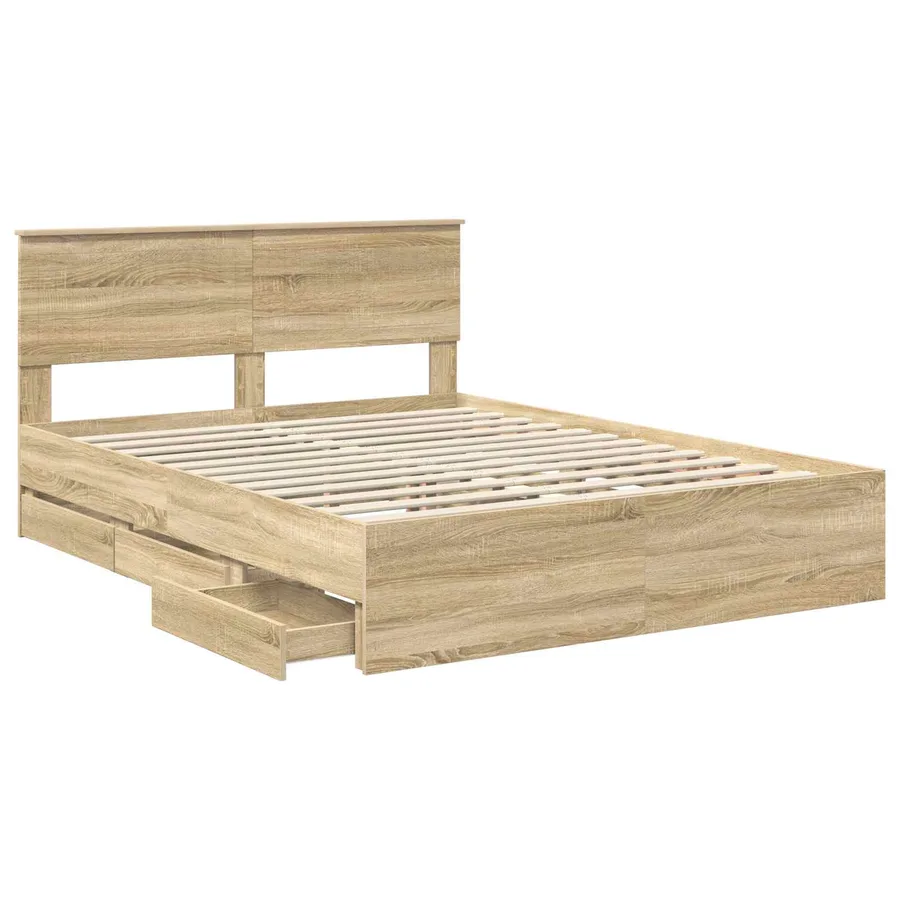 Cadre de lit Chêne Sonoma 150 x 200 cm Bois Ingénierie - 5