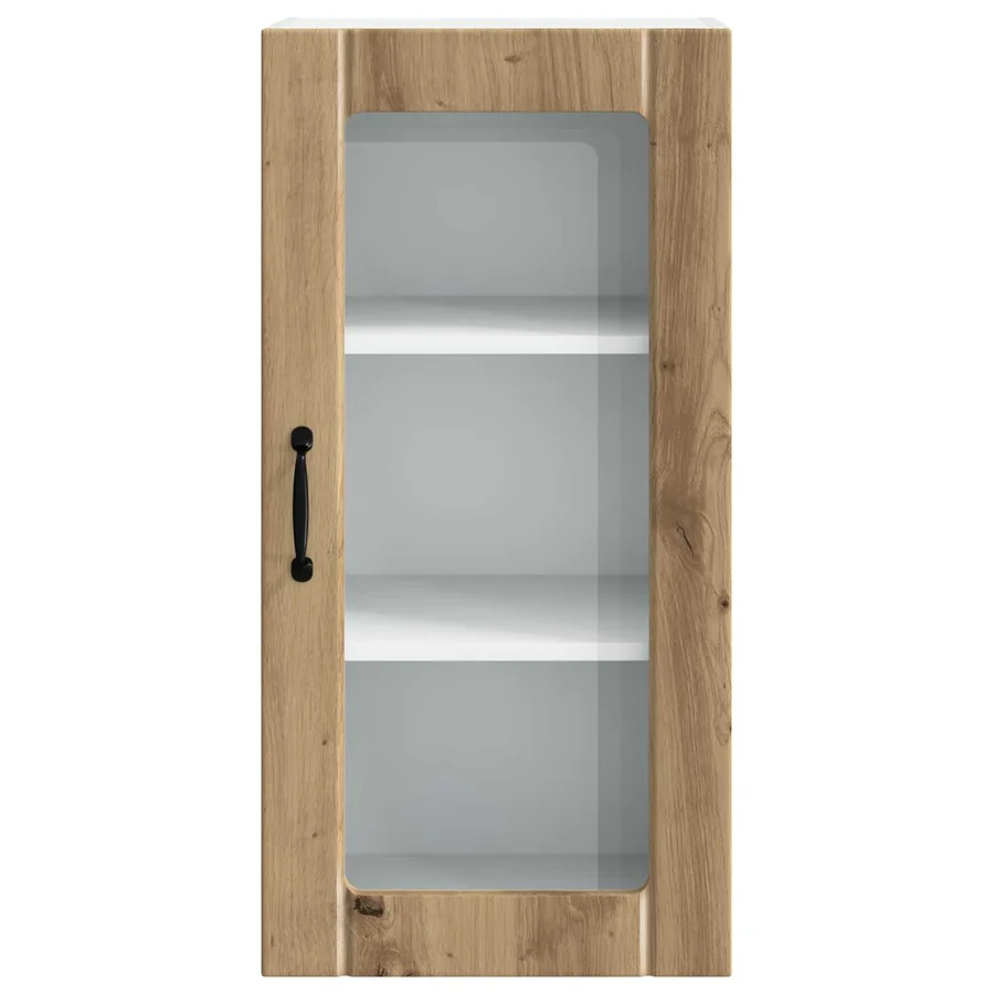 Cabinet en verre mural PORTO Chêne artisanal 40 x 31 x 80 cm - 6
