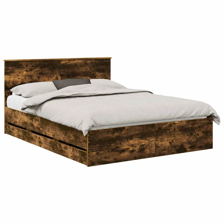 Cadre de lit Chêne fumé 150 x 200 cm Bois Ingénierie - 2