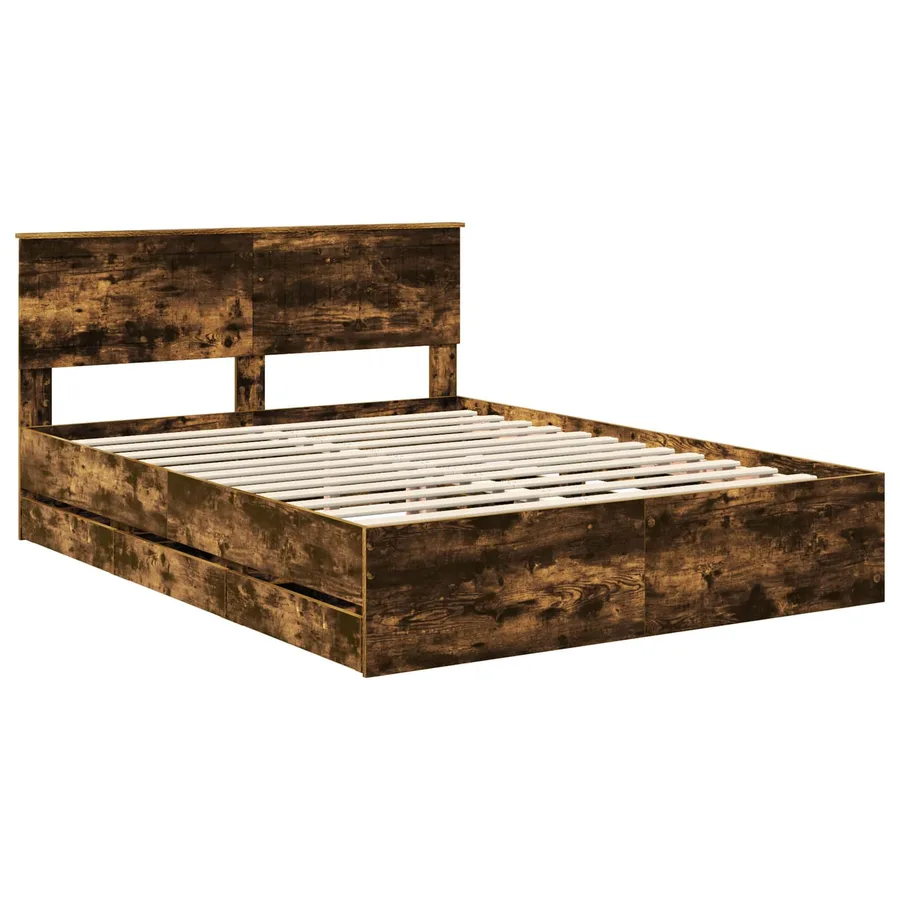 Cadre de lit Chêne fumé 150 x 200 cm Bois Ingénierie - 4