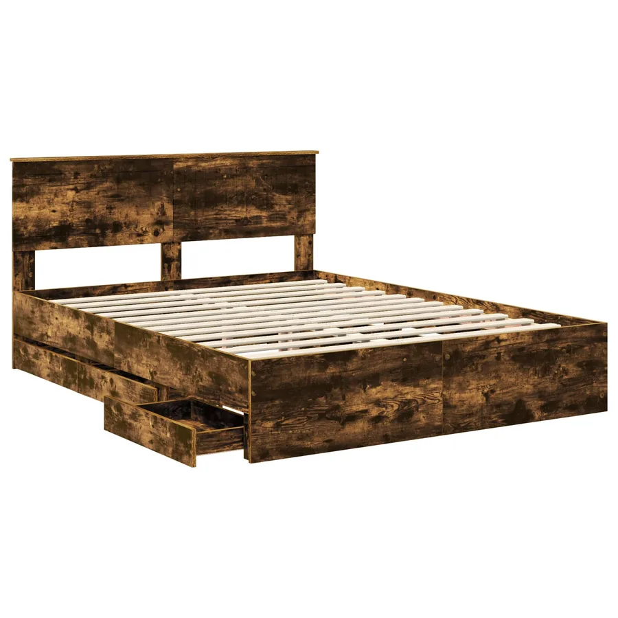 Cadre de lit Chêne fumé 150 x 200 cm Bois Ingénierie - 5