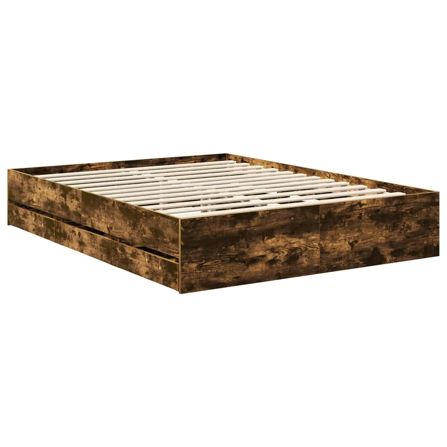 Cadre de lit Chêne fumé 150 x 200 cm Bois Ingénierie - 6