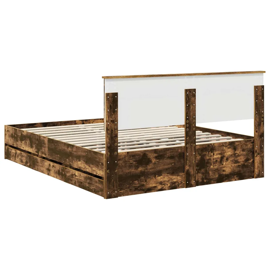 Cadre de lit Chêne fumé 150 x 200 cm Bois Ingénierie - 8