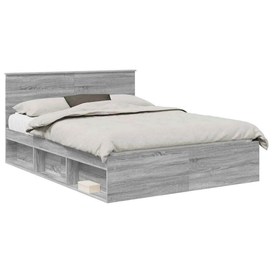 Cadre de lit Gris Sonoma 150 x 200 cm Pin massif - 2