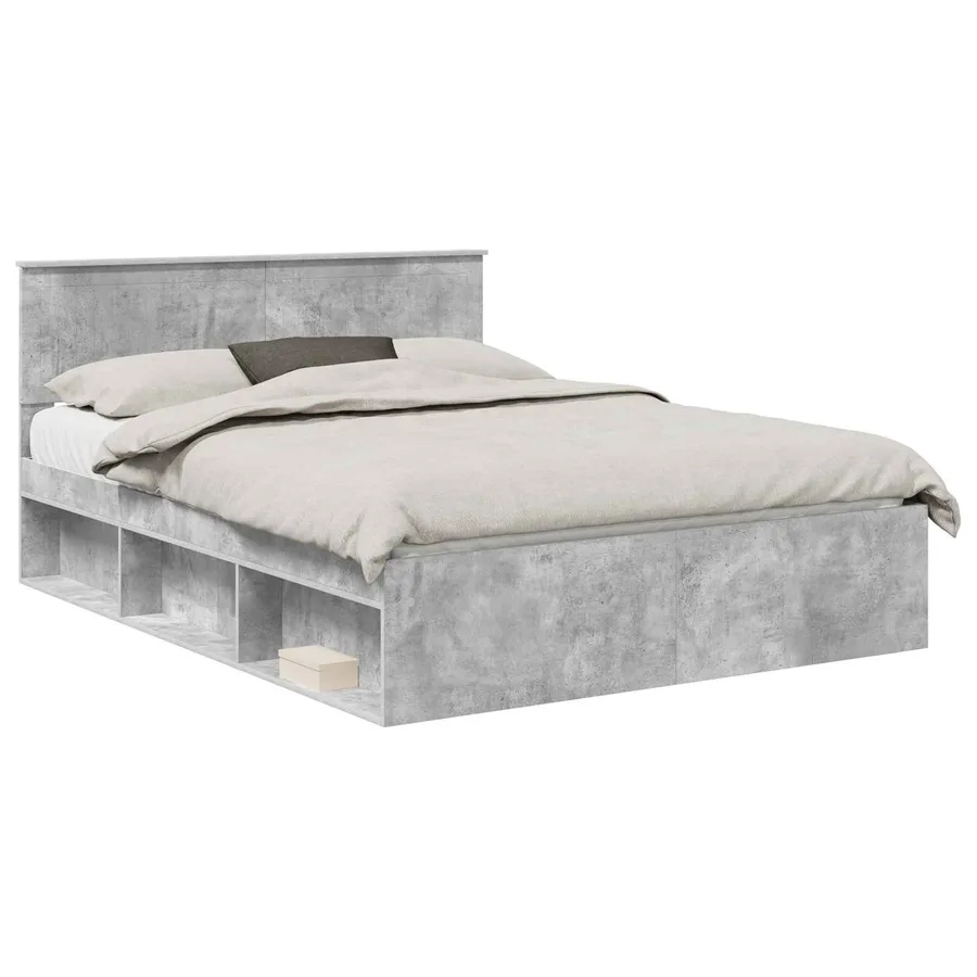 Cadre de lit Gris Béton 150 x 200 cm Pin massif - 2