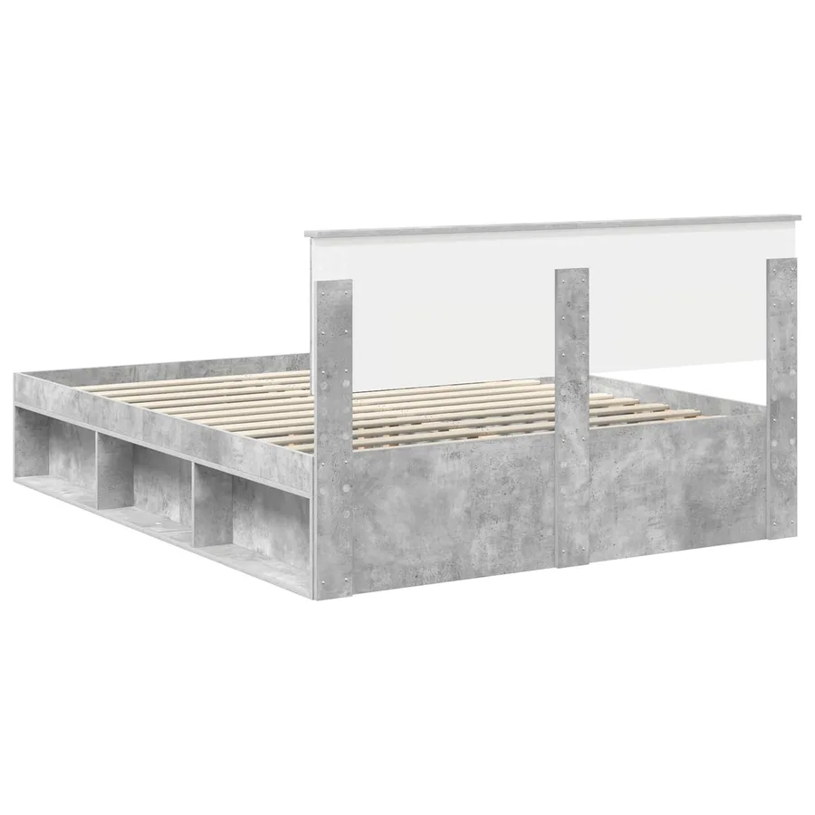 Cadre de lit Gris Béton 150 x 200 cm Pin massif - 9