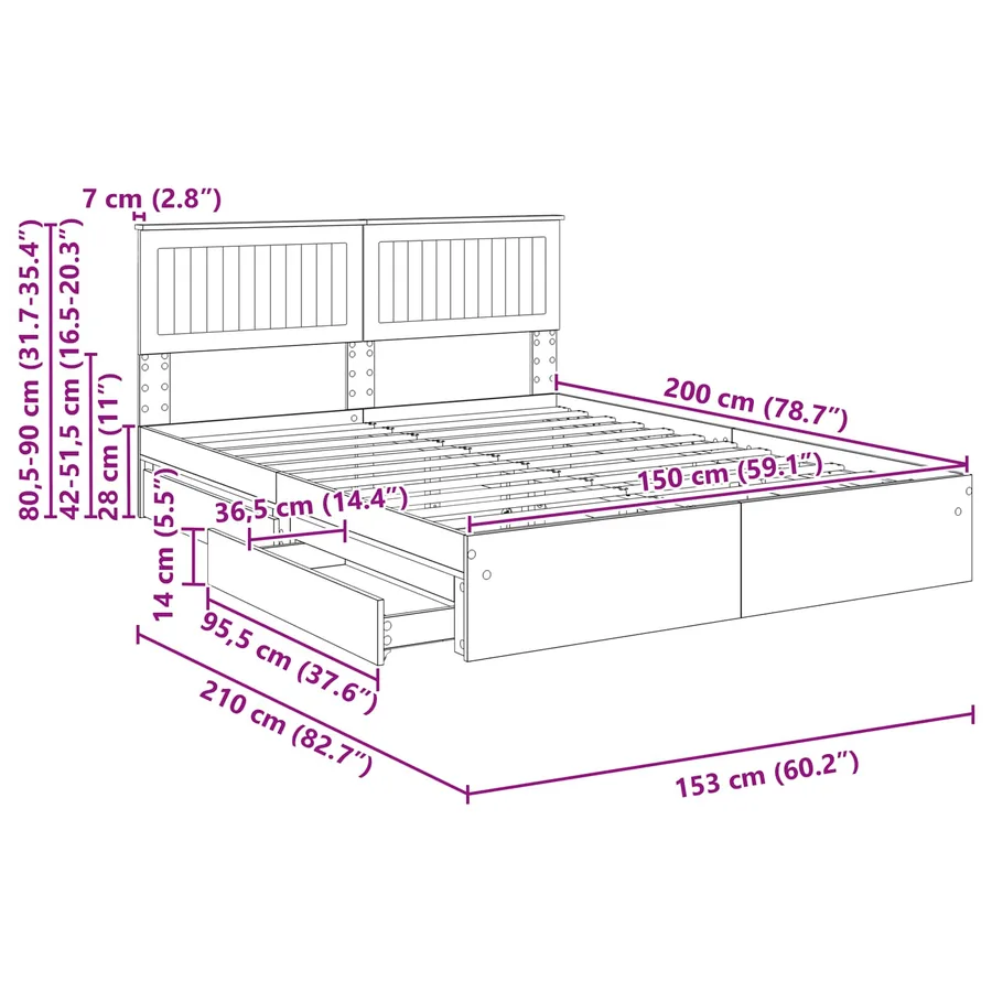 Lit de Rangement Chêne Sonoma 150 x 200 cm Bois d'ingénierie - 14