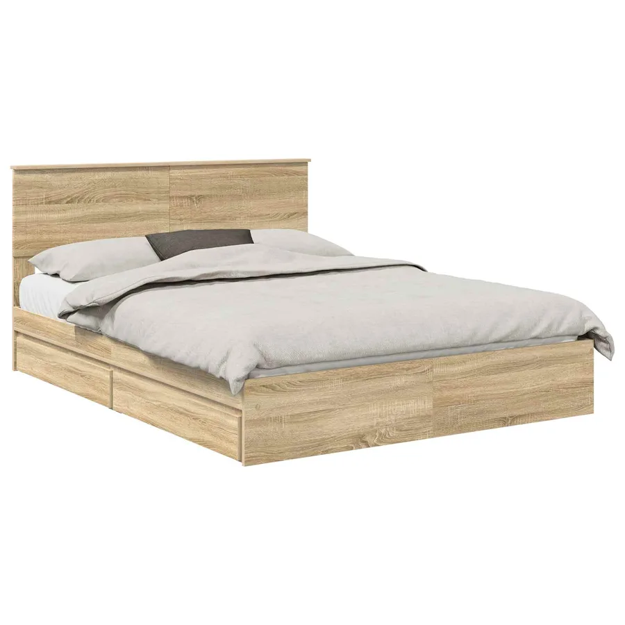 Lit de Rangement Chêne Sonoma 150 x 200 cm Bois d'ingénierie - 2