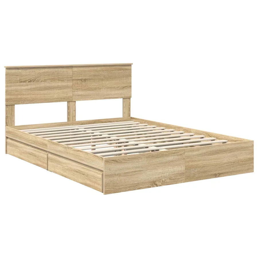 Lit de Rangement Chêne Sonoma 150 x 200 cm Bois d'ingénierie - 4