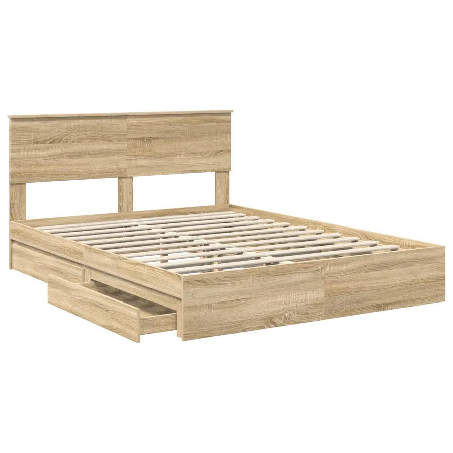 Lit de Rangement Chêne Sonoma 150 x 200 cm Bois d'ingénierie - 5