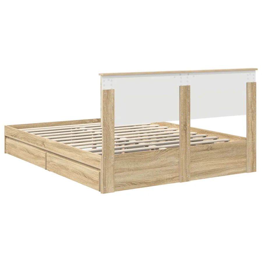 Lit de Rangement Chêne Sonoma 150 x 200 cm Bois d'ingénierie - 8