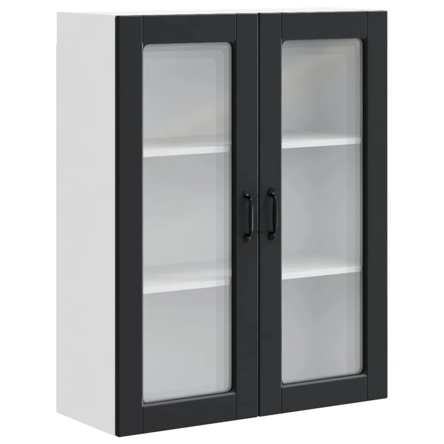 Cabinet en verre mural PORTO Noir 80 x 31 x 100 cm - 2