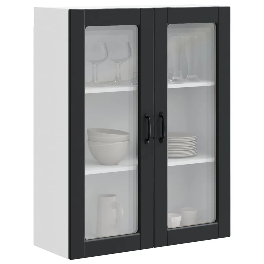 Cabinet en verre mural PORTO Noir 80 x 31 x 100 cm - 3