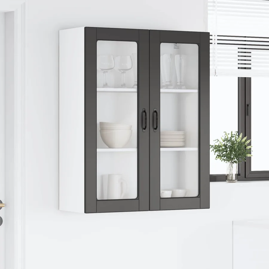 Cabinet en verre mural PORTO Noir 80 x 31 x 100 cm - 4