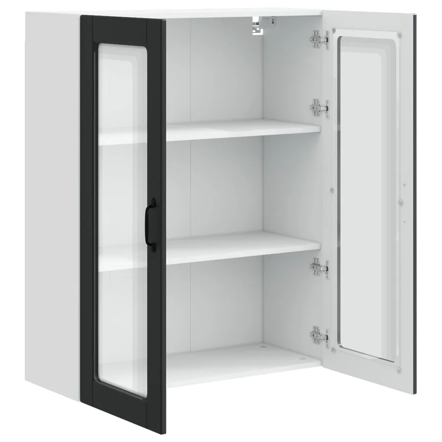 Cabinet en verre mural PORTO Noir 80 x 31 x 100 cm - 5