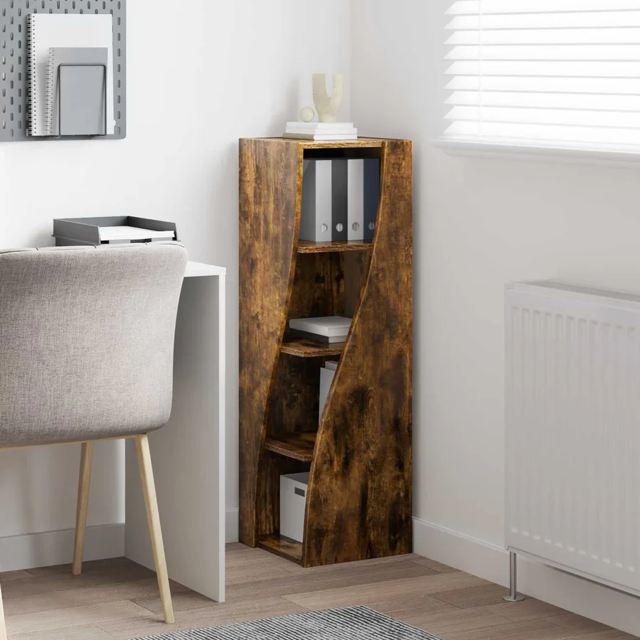 Meuble d'angle Chêne fumé 32x32x102cm Bois d'ingénierie - 4