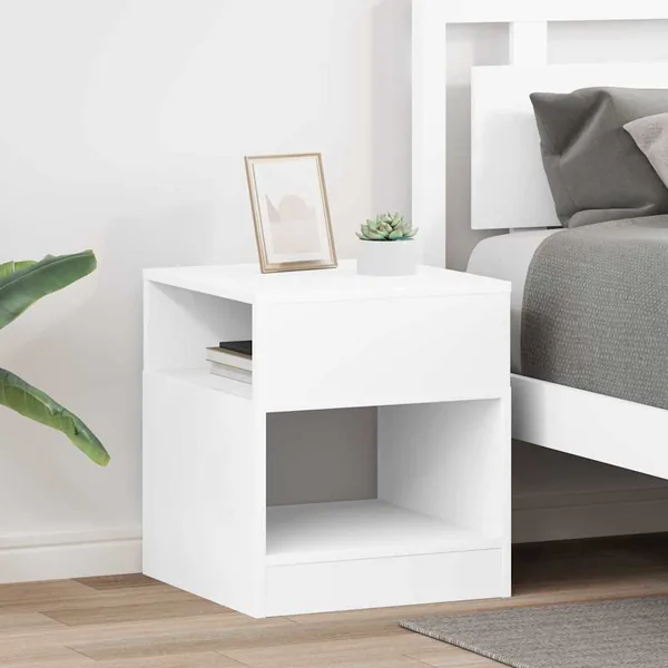 Table d'appoint 2 pcs Blanc 40,5 x 40 x 45 cm Bois d'ingénierie