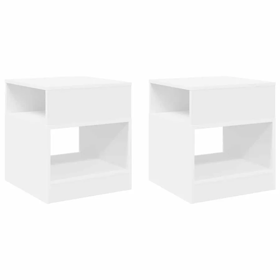 Table d'appoint 2 pcs Blanc 40,5 x 40 x 45 cm Bois d'ingénierie - 2