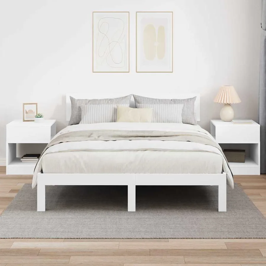 Table d'appoint 2 pcs Blanc 40,5 x 40 x 45 cm Bois d'ingénierie - 4
