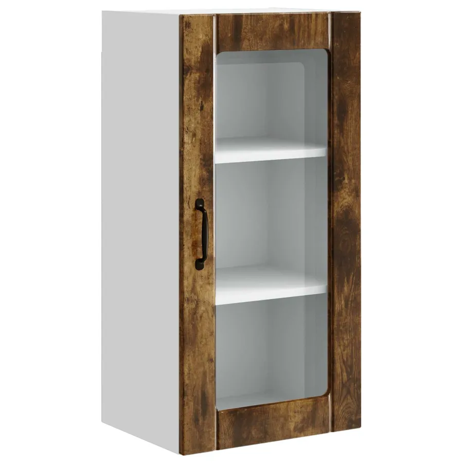 Cabinet en verre mural PORTO Chêne fumé 40 x 31 x 80 cm - 2