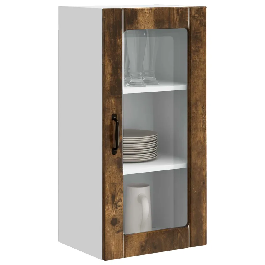 Cabinet en verre mural PORTO Chêne fumé 40 x 31 x 80 cm - 3