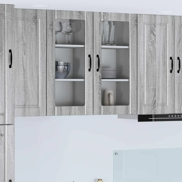 Cabinet en verre mural PORTO Gris Sonoma 40 x 31 x 80 cm