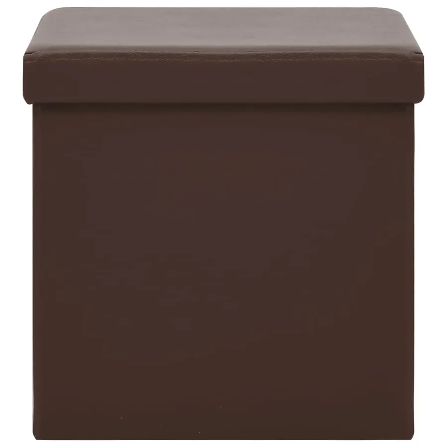 Tabourets de rangement pliables lot de 2 marron PVC - 4