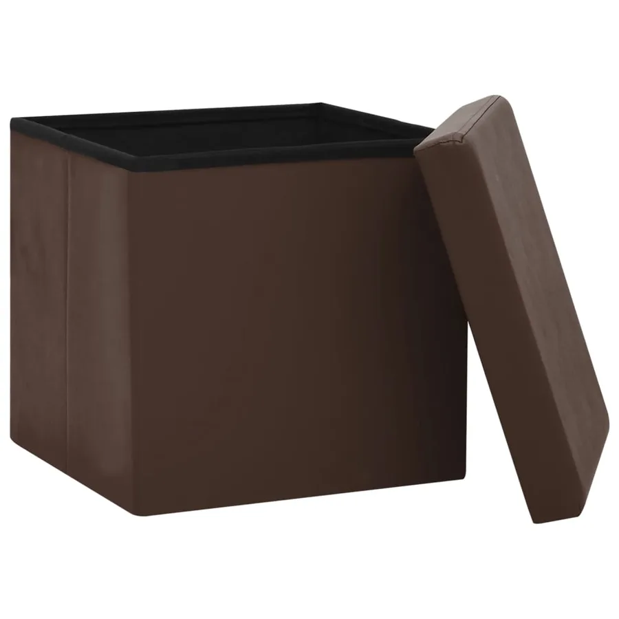Tabourets de rangement pliables lot de 2 marron PVC - 5