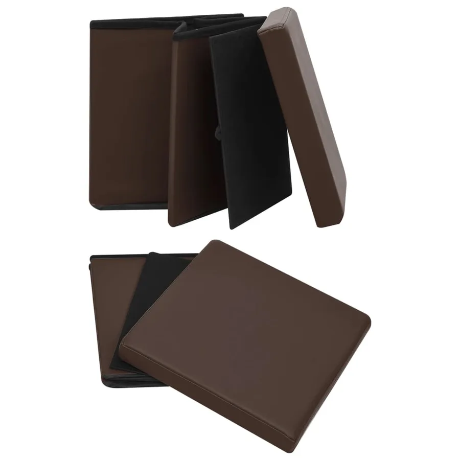 Tabourets de rangement pliables lot de 2 marron PVC - 6