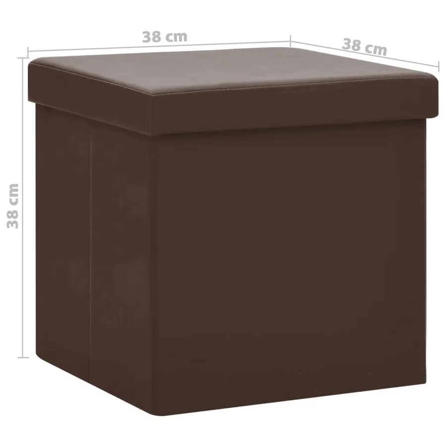 Tabourets de rangement pliables lot de 2 marron PVC - 9