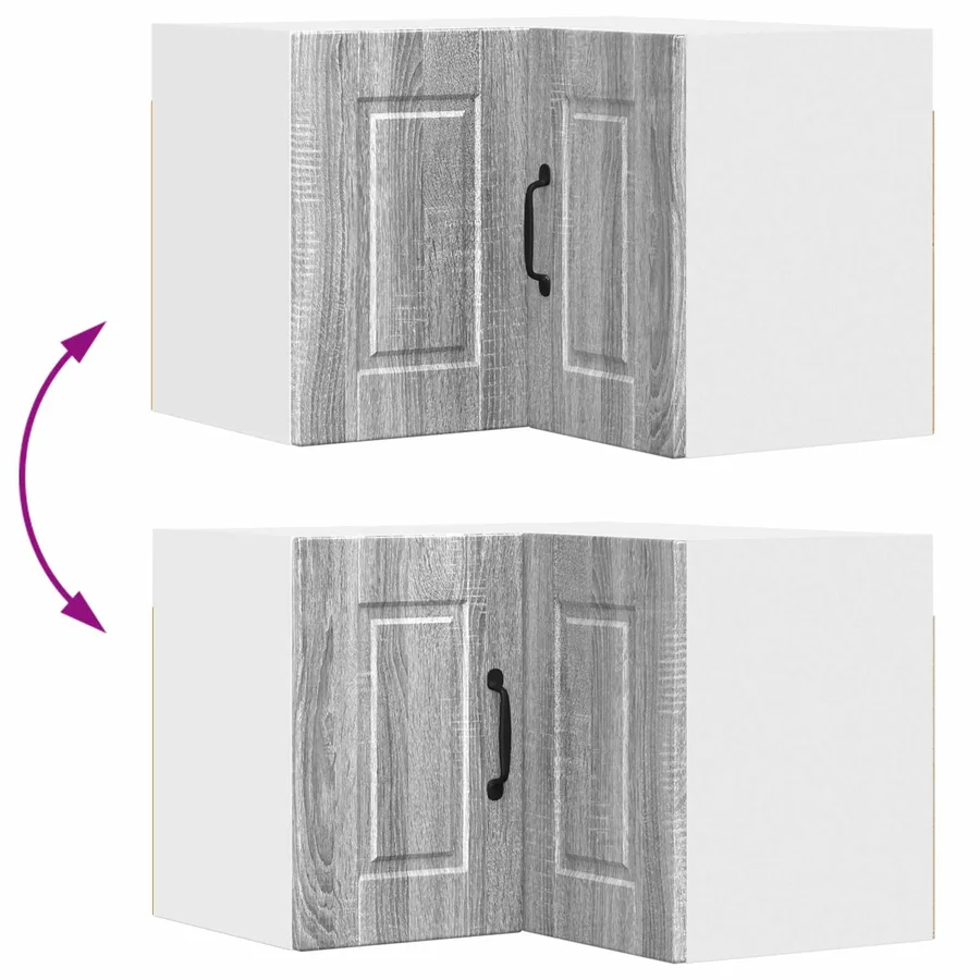 Cabinet d'angle mural PORTO Gris Sonoma 57 x 57 x 40 cm - 11