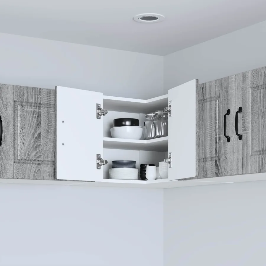 Cabinet d'angle mural PORTO Gris Sonoma 57 x 57 x 40 cm - 4