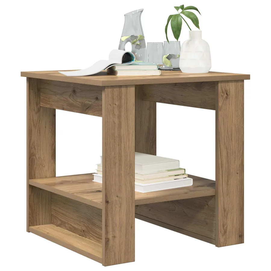 Table basse Chêne artisanal 51 x 50 x 50 cm Bois d'ingénierie - 3