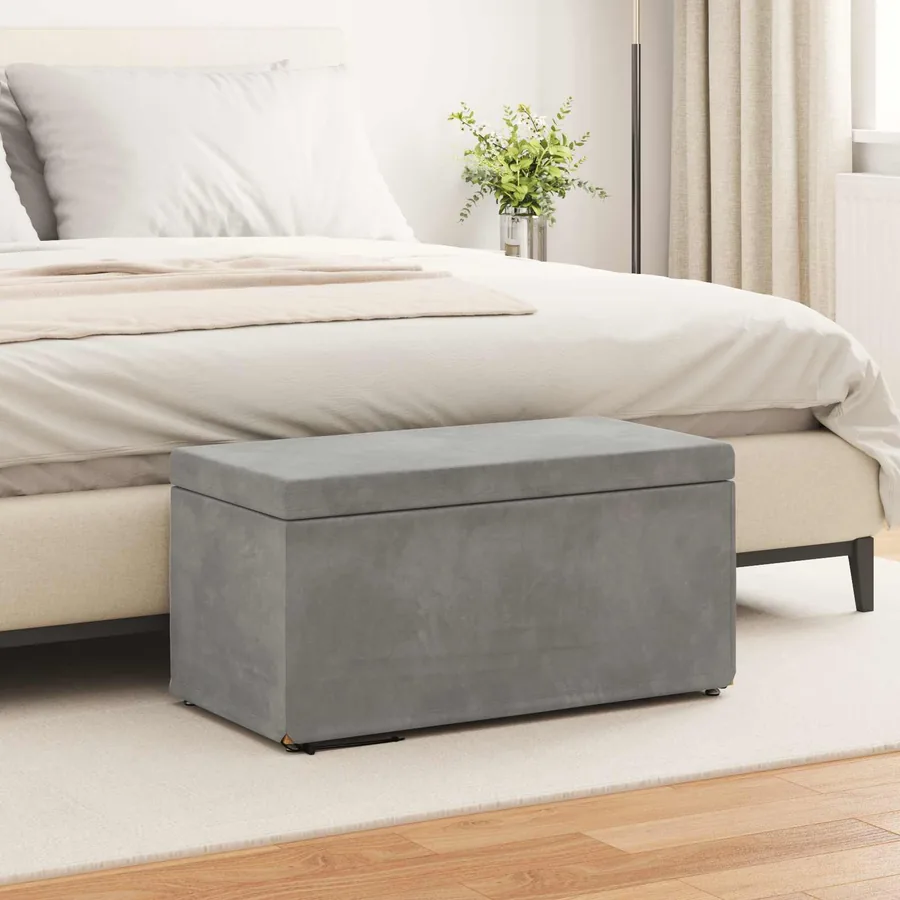 Tabouret Gris clair 81 x 41 x 40 cm Velours et Bois Composite