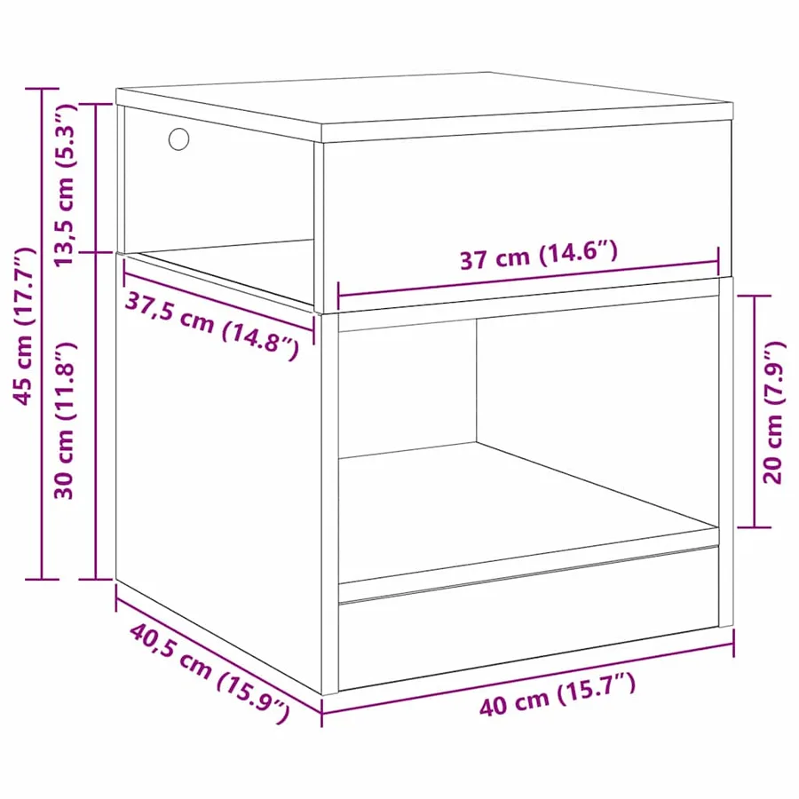 Table d'appoint Chêne artisanal 40,5 x 40 x 45 cm - 12