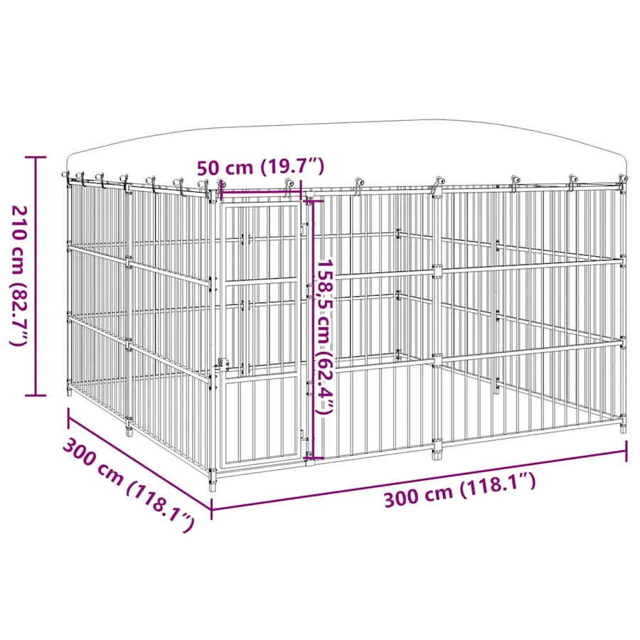 Chenil extérieur avec toit 300x300x210 cm - 7