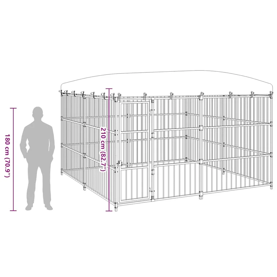 Chenil extérieur avec toit 300x300x210 cm - 8