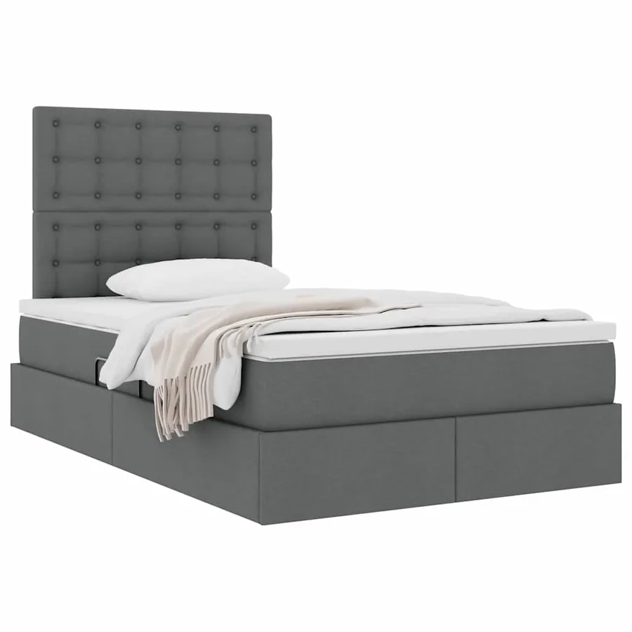 Lit avec rangement et matelas Gris foncé 120 x 200 cm tissu - 3