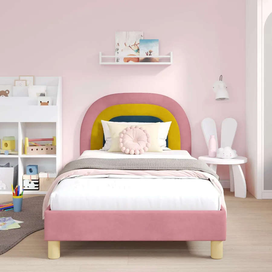 Cadre de lit pour enfants avec tête de lit Rose 90 x 200 cm - 3